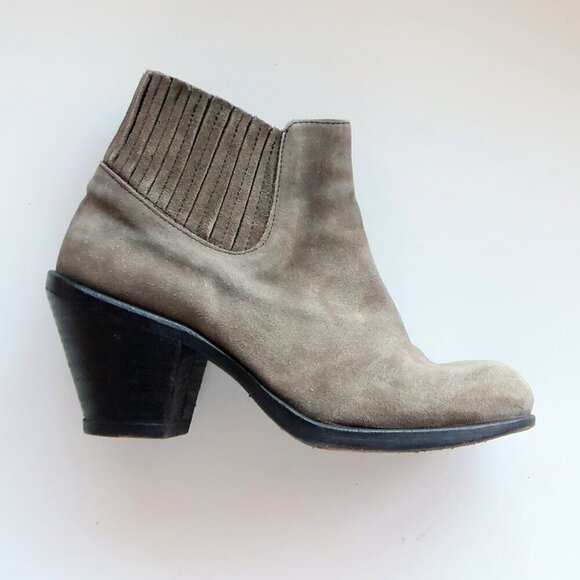 Fiorentini Baker Olive Military Green Suede Leather Heeled Ankle Boots Booties 8 - Picture 10 of 16